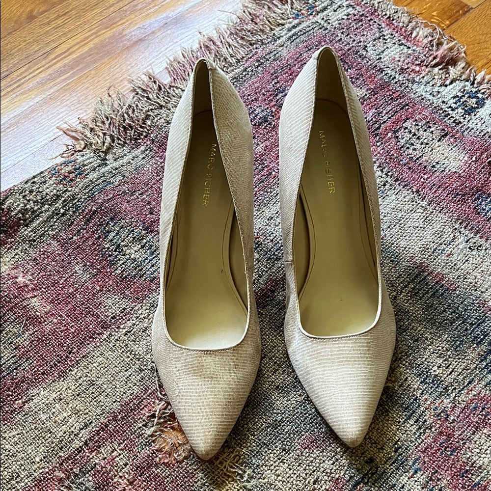 Marc Fisher Beige Pointed Toe Heels size 12